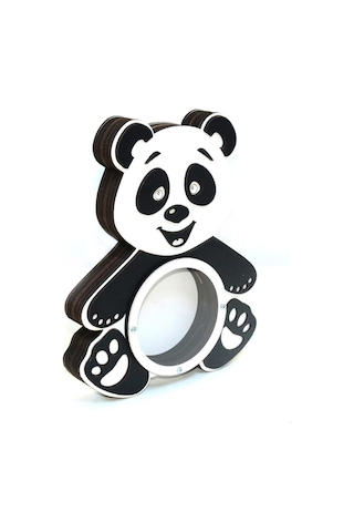 Panda Ahşap Dekoratif Kumbara 27 Cm Siyah