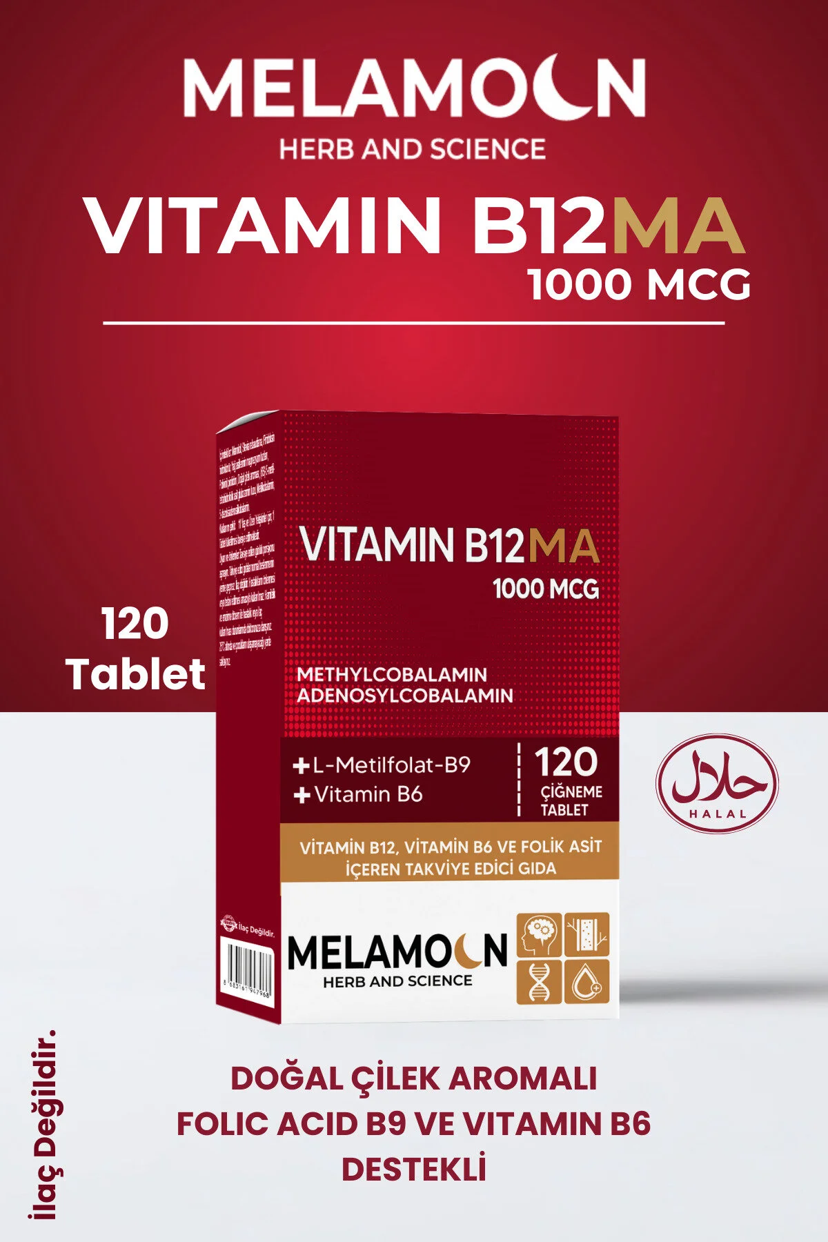 B12, B6 Ve Folik Asit: Sinir Sistemi, Kan Oluşumu Desteği 1000mcg 120 Tablet