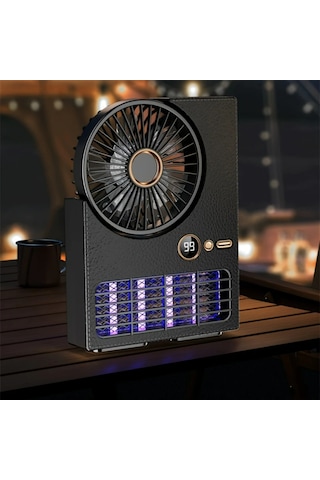 Ximistore9 2025 Yeni Model F05s Siyah Dış Mekan Kamp Makyrosu + Soğutucu Fan 2'li Fonksiyonlu Usb-c Şarjlı 5 Hızlı İç/dış Kullanım Uygun