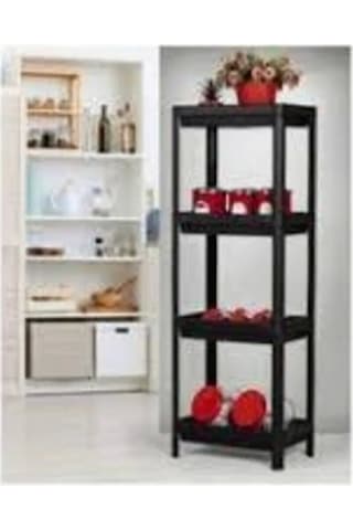 Shelf Unit Raf Ünitesi Siyah Renk 4 Katlı Royaleks-81414 Renkli
