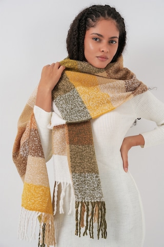 Kadın Yumuşak Dokulu Kalın Şal Atkı 15951 - Hardal Hardal