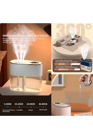 Novahub 2.2l Taşınabilir Ultrasonik Nemlendirici - Esansiyel Yağ Difüzörü, 3 Sis Seviyesi, Sessiz Çalışma, 15 Saat Pil Ömrü