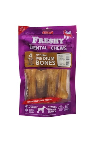 Orta Boy Natürel Dental Pres Kemik - 10 Santim 4 İnç - 20'li Paket - Toplam 725 Gram