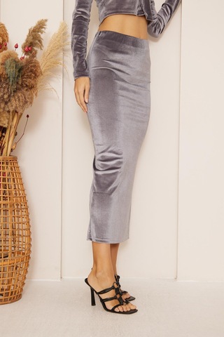 Kadın Antrasit Kadife Maxi Boy Etek Dm2026 Antrasit