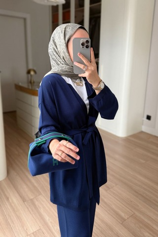 Ka Hijab Premium Hırkalı Rayon Takım - Lacivert