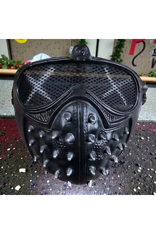Siyah Gotik Punk Maskesi Cadılar Bayramı Korku Maskesi Halloween Mask Siyah Gotik Punk Gaz Maskesi