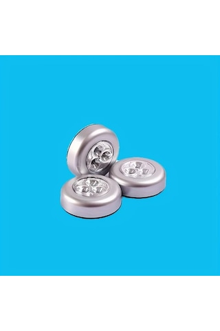 Willowhaven 3 Adet Yuvarlak Led Dokunmatik Gece Lambası Beyaz Işık Pilsiz Yapışkanlı Dolap Aydınlatma