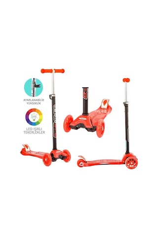 Torutoys Kırmızı Twist Işıklı Scooter Kırmızı