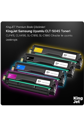 Kingjet Samsung Uyumlu Clt-k504s Standart Kapasiteli 4 Renk Takım Çipli Uyumlu Toner Clx-4195fw