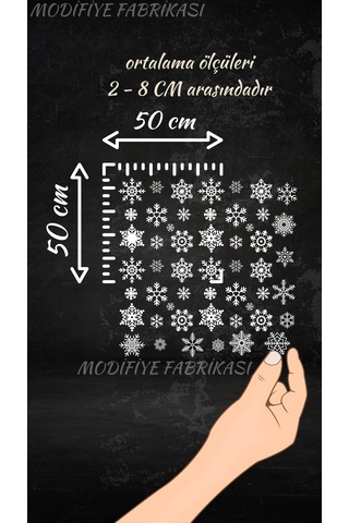 Kar Taneleri Sticker Seti /tüm Yüzeylere Uygun Uv Baskılı-şeffaf- Beyaz