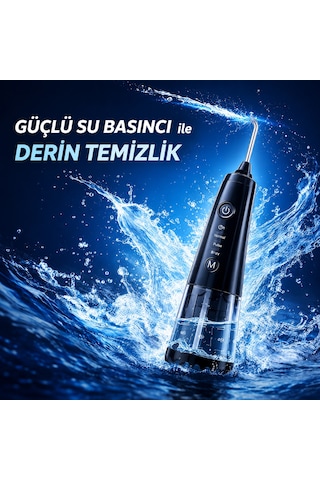 Ağız Duşu Şarjlı 320 Ml Su Hazneli 4 Modlu Su Geçirmez Taşınabilir Oral Irrigator 5 Başlıklı Derin Temizlik Type-c