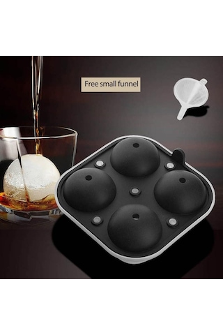 Dinosaurs Beans Three Beans 4 Delik Buz Topu Maker Büyük Küre Kalıp Silikon Buz Küp Tepsileri Viski Buz Topu Kalıp Küre Yuvarlak Siyah Kalıp Ahşap