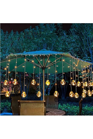 Padalink Islak Dayanımlı 12 İsteği Topu Işıklı Zincir, Bahçe Çimen Bahçe Düğün Dekorasyonu, Islak Beyaz Işık, Pil Usb Çift Kullanim, 3.5 Metre, 8 Fonksiyonlu Noel Ağacı Işıklı Zinciri Çok Renkli