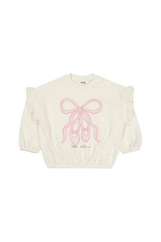 Civil Baby Balerin Ayakkabı 6-18 Ay Sweatshirt - Ekru