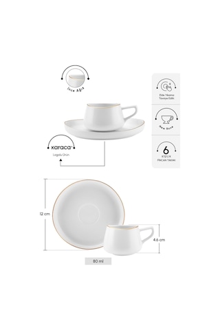 Karaca  Streamline Hole 6 Kişilik Kahve Fincan Takımı 80 ml
