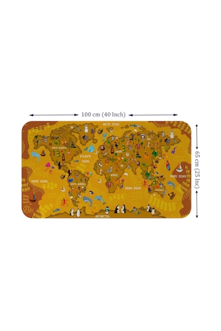 Eğitici Dünya Haritası Dünya Atlası Çocuk Ve Bebek Odası Duvar Sticker-60x105-3781 - Renkli Çok Renkli
