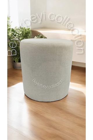 Puf ,krem Keten Kumaş ,makyaj Pufu Puf Sandalye Ayak Uzatma Pufu 45 Cm Yükseklik Ekrubb