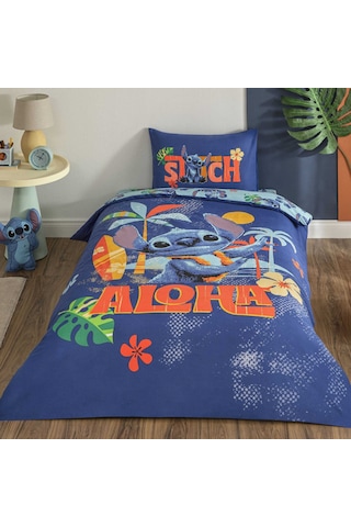 Taç Lisanslı Disney Stitch Aloha Tek Kişilik Pamuk Nevresim Takımı 100 000000001000051242 Çok Renkli
