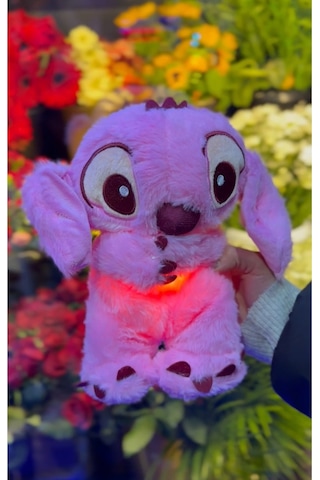 Nefes Alan Stich Uyku Arkaşı Stitch Peluş Oyuncak Kulakları Oynayan 30cm Işıklı Müzikli Çok Renkli