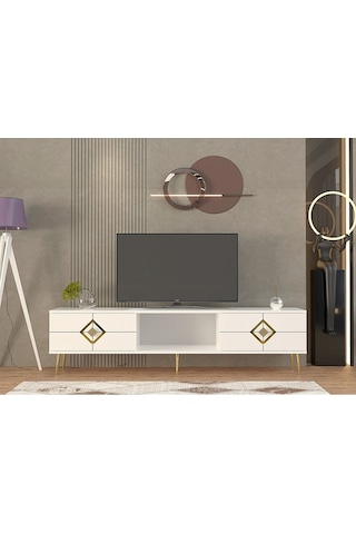 Robberct Tv Sehpası Beyaz-altın Beyaz-altın