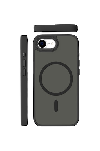 Joko - 951 - Apple iPhone Uyumlu 17e Megane Magsafe Kapak - Csmo-tex - - Siyah Sıyah