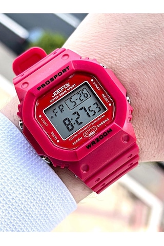 Joefox G-shock Kasa Kırmızı Digital 5 ATM Spor Kol Saati J-gs12
