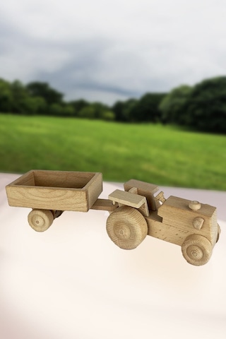 Ahşap Römorklu Oyuncak Traktör-9003029338070