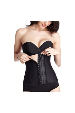 Askısız Latex Extra Sıkı Göbek Korsesi Bel Eğitmeni Siyah