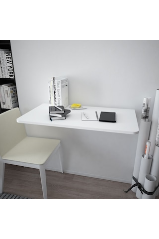 Asra Trend DMM-01 %100 MDF 90x50 cm Duvara Monte Katlanır Masa Mutfak Çalışma Masası Beyaz