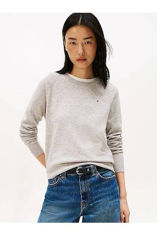 Tommy Hilfiger Wool Cash C-nk Ls Sweater Kadın Gri Kazak - Ww0ww47470 Gri