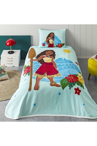 Taç Lisanslı Disney Moana Island Tek Kişilik Pamuk Pike Takımı 000000001000050223 Çok Renkli