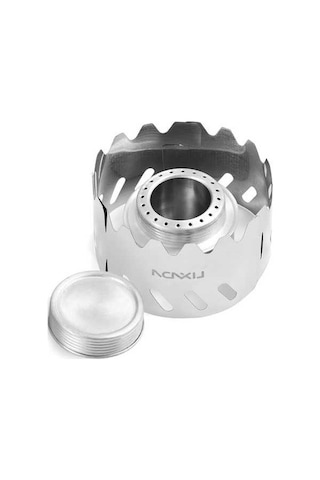 Artfulabode Yürüyüşü Yanıcı Taşınabilir Sırt Rüzgar Paslanmaz Ocakları Ocak Mini Küçük Kamp Kamp Kalma Kalkanı İçin Hayatta Gümüş Çelik Çantası Alüminyum Alkol 100ml Jw Gümüş