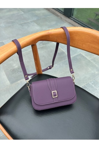 Mft Leather Hakiki Deri Kadın Çanta Viola 1524 Flother Mat Mor