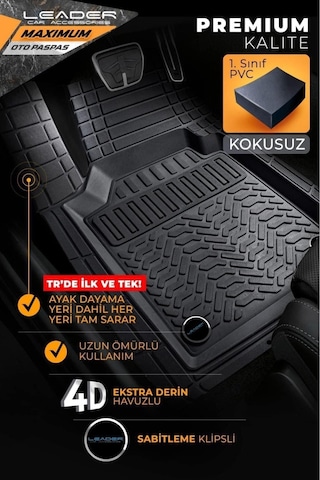 Mitsubishi Colt 4d Havuzlu Oto Paspas Leader Serisi Kesilebilir Model Gri