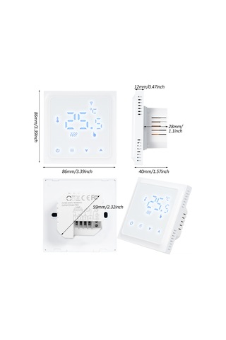 Geeksen Hy610 Akıllı Sıcaklık Kontrol Cihazı, Led Ekranlı, 3a Kazan Uyumlu, Manuel Kontrol, Beyaz, 0.5 Doğruluk, 90-240v