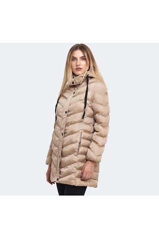 Slazenger GWEN Kadın Kapüşonlu Şişme Vizon Mont & Kaban