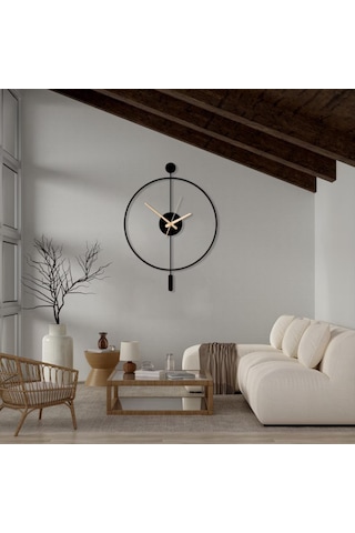 Minimalist Çelik Duvar Saati 49x38cm Sessiz Quartz Mekanizma Altın