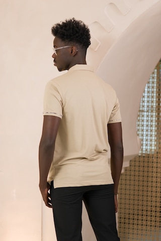 Paul Martin Regular Fit Yaka Garnili Pamuklu Polo Yaka T-shirt krem