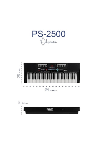 Midex Ps-2500ks Led Ekran 61 Tuşlu Org Klavye Stand Çanta Kulaklık Adaptör Notalık