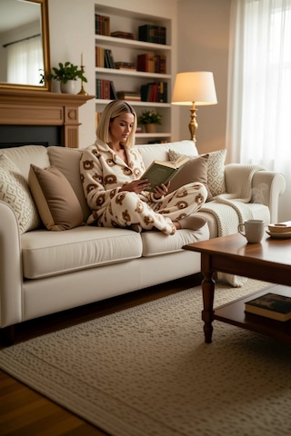 Benerly Kadın Gömlek Yaka Standart Kol Regular Kalıp Wellsoft Örme Pijama ekru