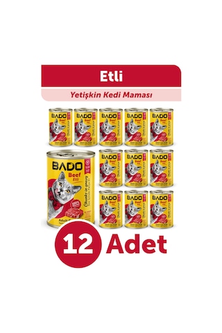 Bado Yetişkin Yaş Kedi Maması Etli Biftekli 400gr 12'li
