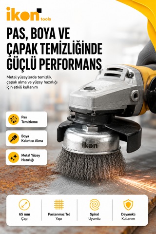Paslanmaz Saçaklı Çanak Fırça 65 Mm M14x2 Spiral Uyumlu Pas Boya Çapak Temizleme Fırçası