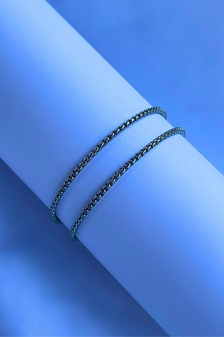 El İşçiliği Paslanmaz Çelik Zincir Erkek Kolye Metalik Gri Siyah