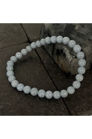 Sertifikalı Anjelit 6mm Doğal Taş Bileklik Mavi