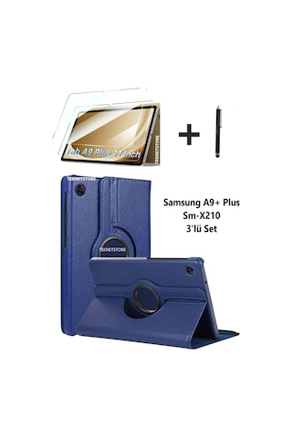 Samsung Galaxy Tab A9+ Plus 11 Inç Tablet Uyumlu 360 Döner Pu Deri Kılıf Seti Sm-x210 Kılıf
