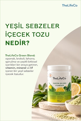 Thelifeco Green Blend Yeşil Sebzeler İçecek Tozu 120 G
