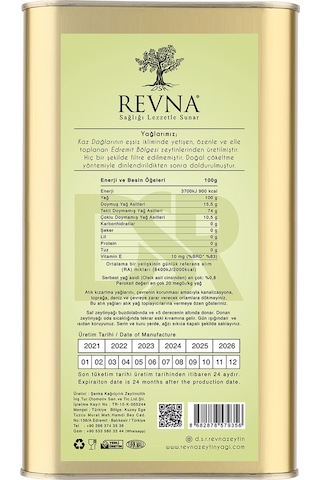 D.s.r.revna Kuzey Ege Erken Hasat Zeytinyağı 3 L