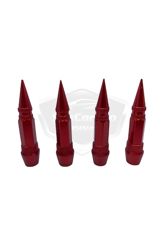 ŞüsCarOto Sivri Sibop Kapağı Mermi Sibop Kapağı Araba Motosiklet Bisiklet Metal 4 lü Set Kırmızı (00)