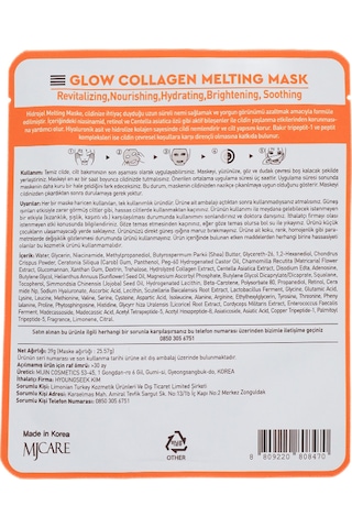 Mjcare Glow Collagen Melting Mask - Hydrojel Şeffaflaşan Eriyen Maske 2'li