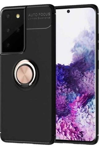 Samsung Uyumlu Galaxy S21 Ultra Kılıf Zore Ravel Silikon Kapak Siyah-Rose Gold